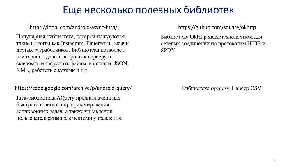 Еще несколько полезных библиотек