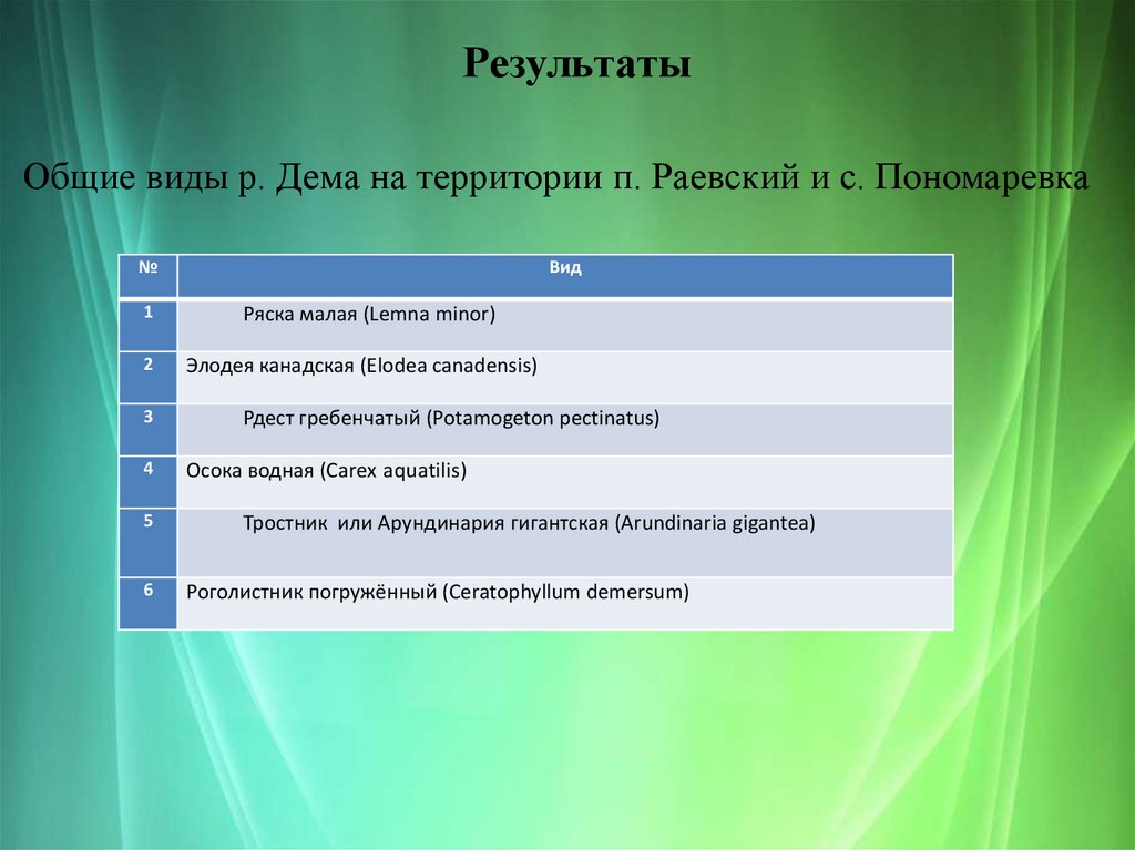 Результаты