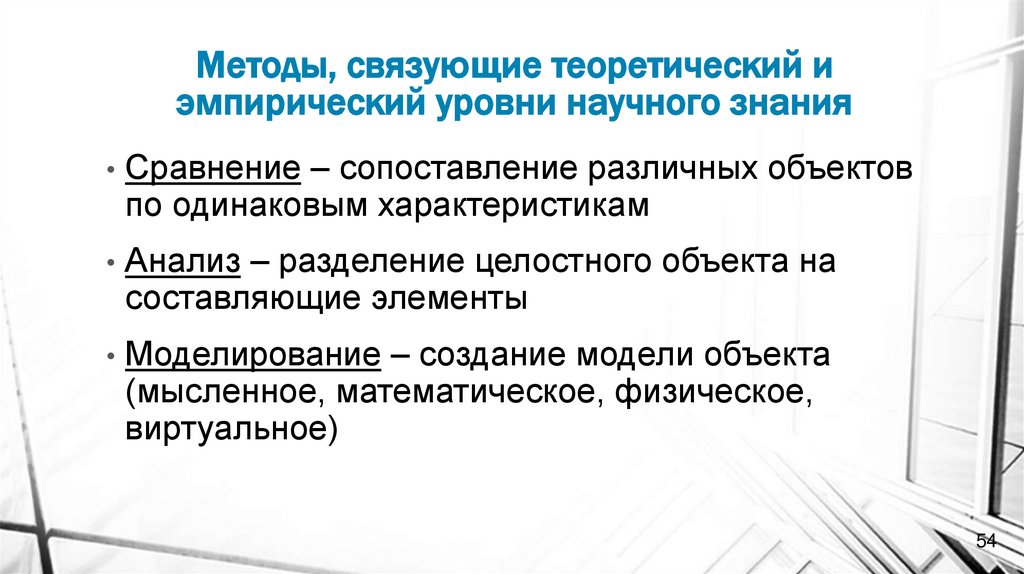 Методы, связующие теоретический и эмпирический уровни научного знания