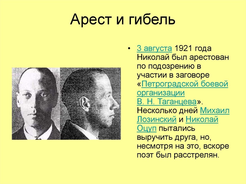 Арест и гибель