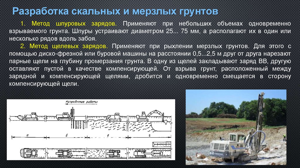 Разработка скальных и мерзлых грунтов