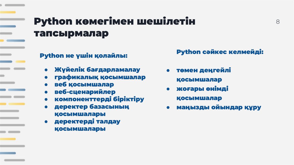 Python көмегімен шешілетін тапсырмалар
