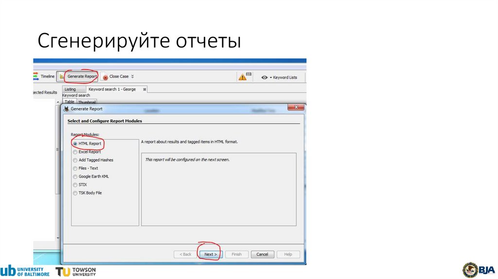 Сгенерируйте отчеты