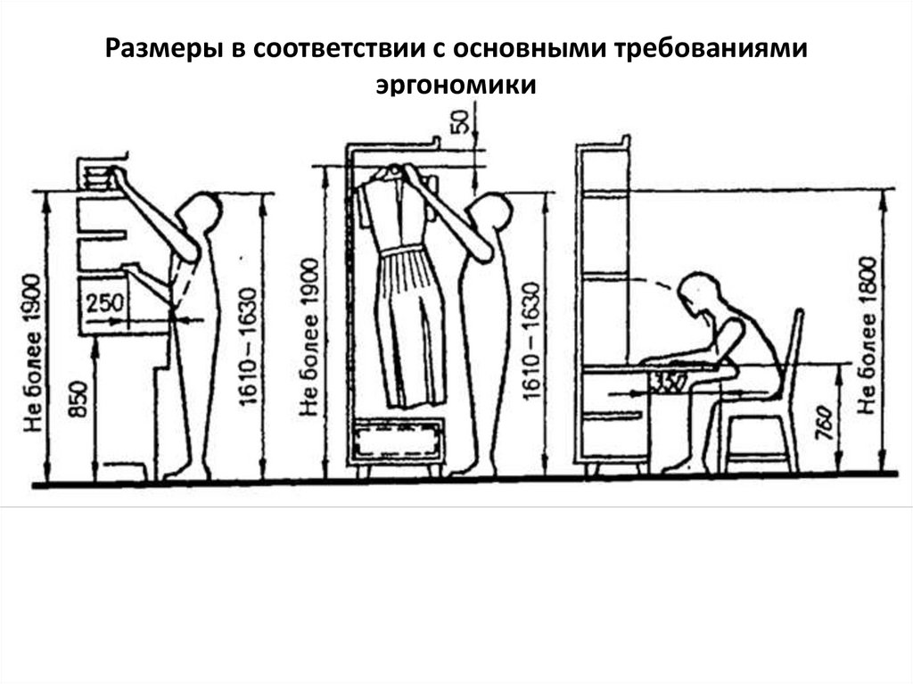 Размеры в соответствии с основными требованиями эргономики