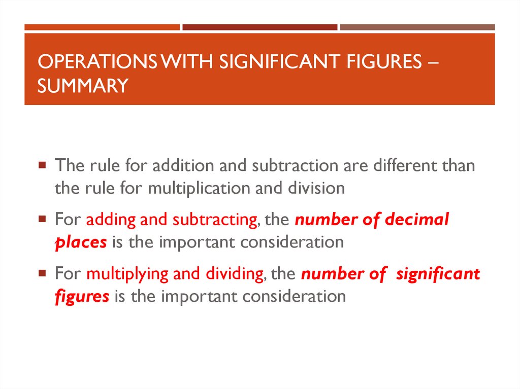 Operations With Significant Figures – Summary