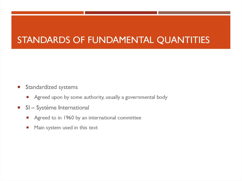 Standards of Fundamental Quantities