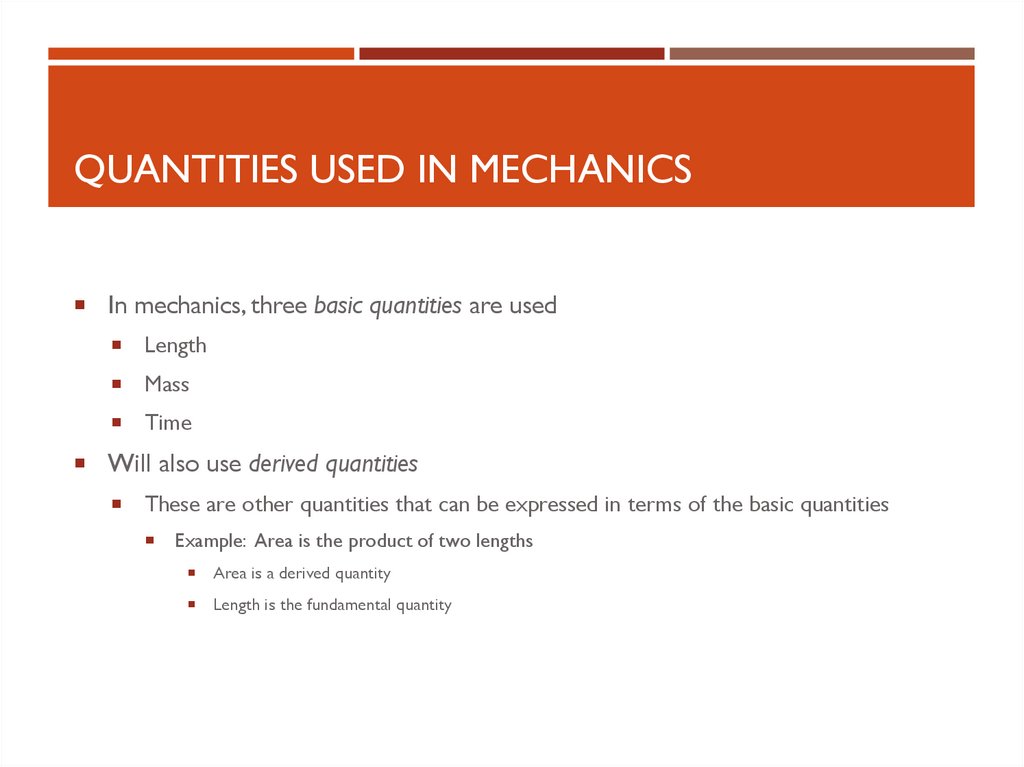 Quantities Used in Mechanics
