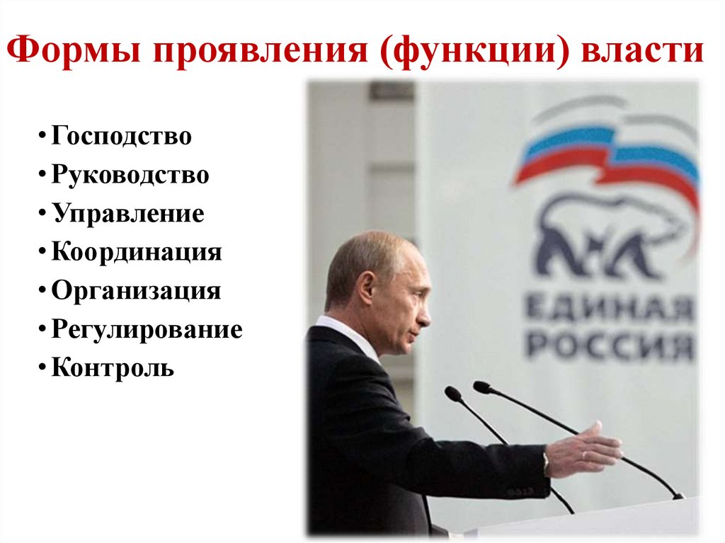 Формы проявления (функции) власти