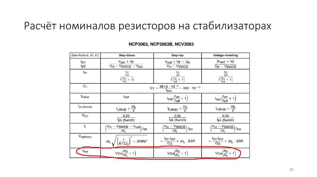 Расчёт номиналов резисторов на стабилизаторах