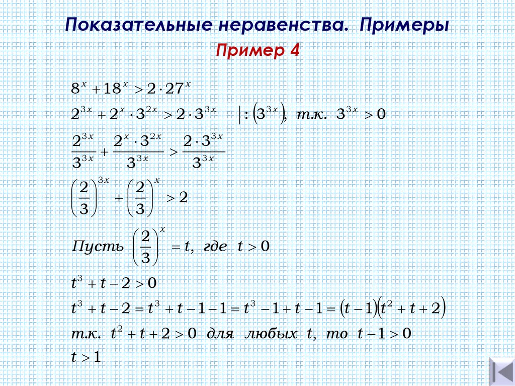 Показательные неравенства. Примеры
