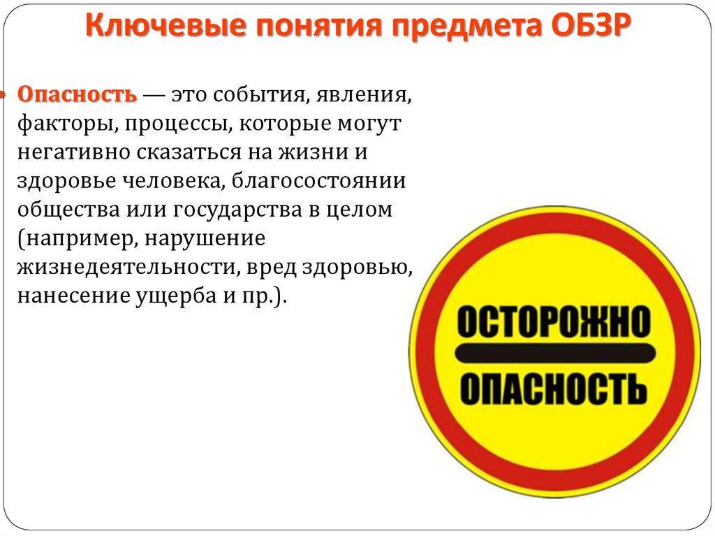 Ключевые понятия предмета ОБЗР