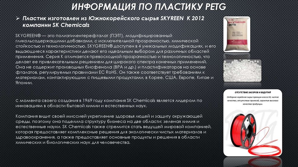 Информация по пластику PETG