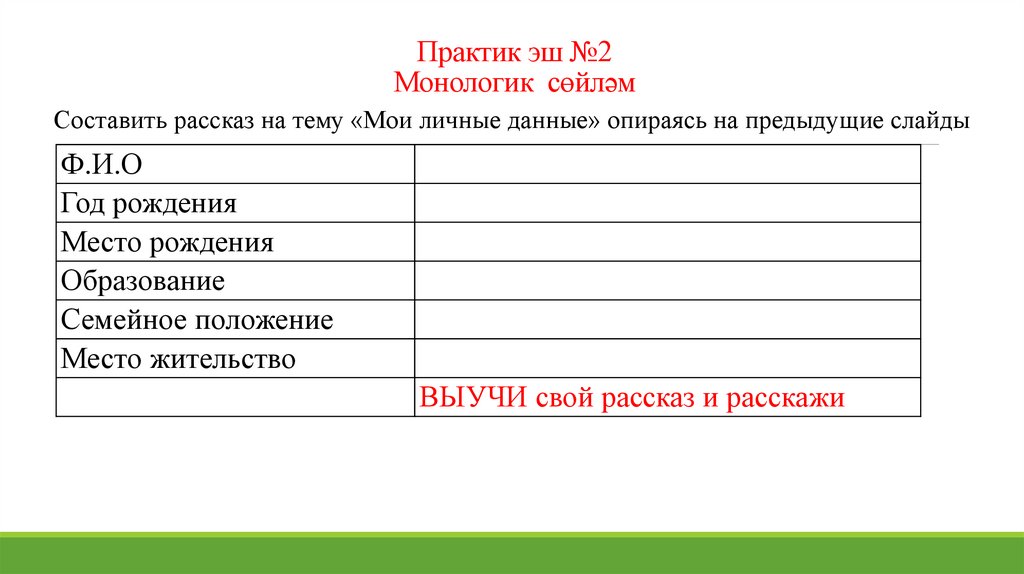 Практик эш №2 Монологик сөйләм