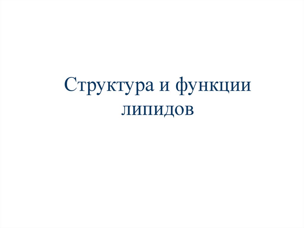 Структура и функции липидов