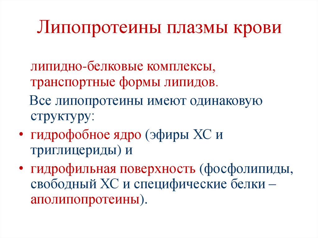 Липопротеины плазмы крови