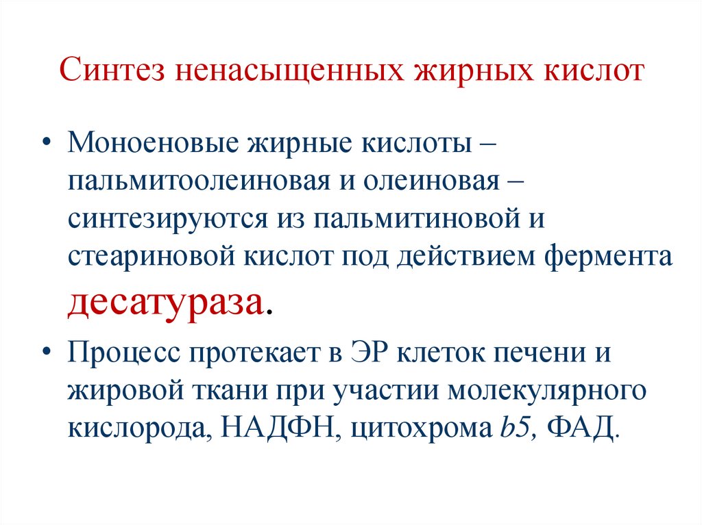 Синтез ненасыщенных жирных кислот