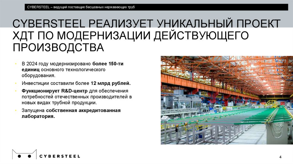 CYBERSTEEL реализует уникальный проект ХДТ по модернизации действующего производства