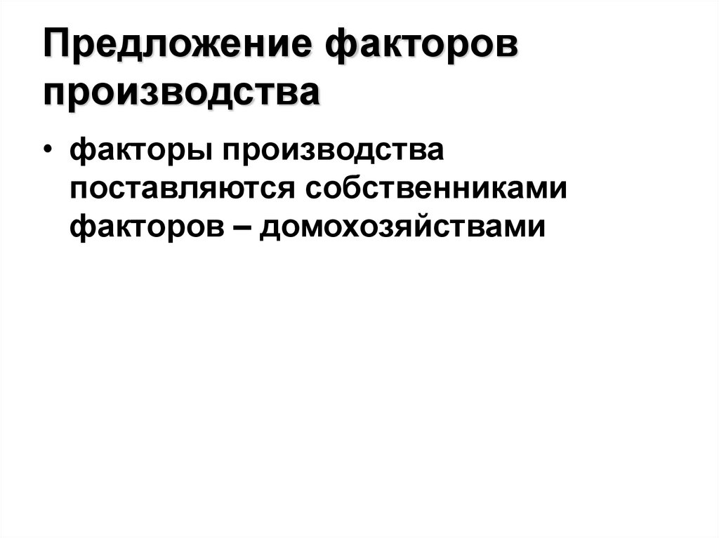 Предложение факторов производства