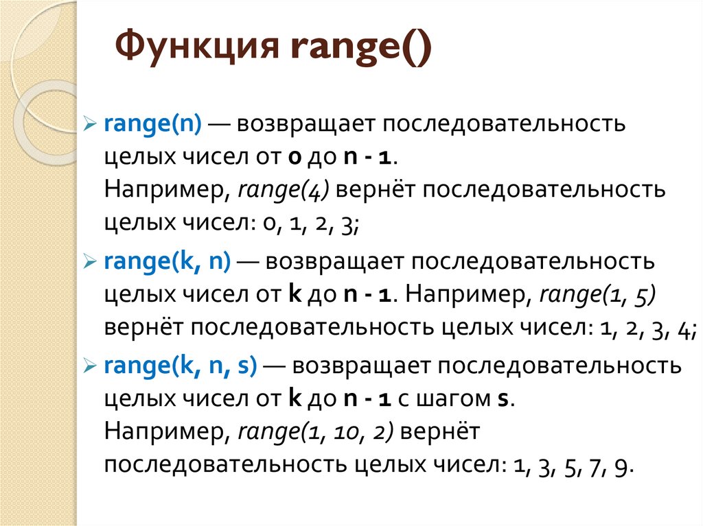 Функция range() 