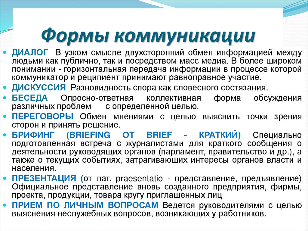 Формы коммуникации