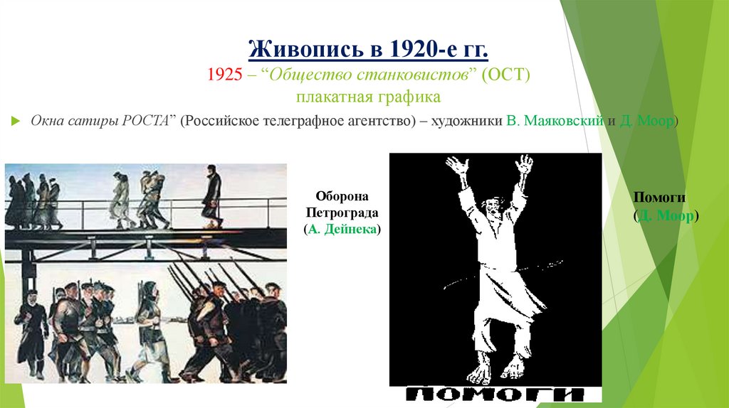 Живопись в 1920-е гг. 1925 – “Общество станковистов” (ОСТ) плакатная графика