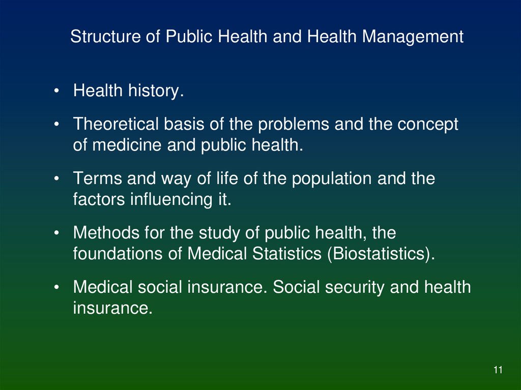Structure of Public Health and Health Management