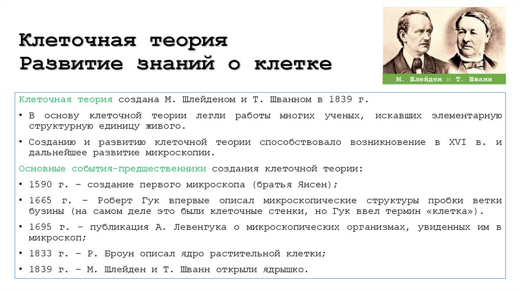 Клеточная теория Развитие знаний о клетке