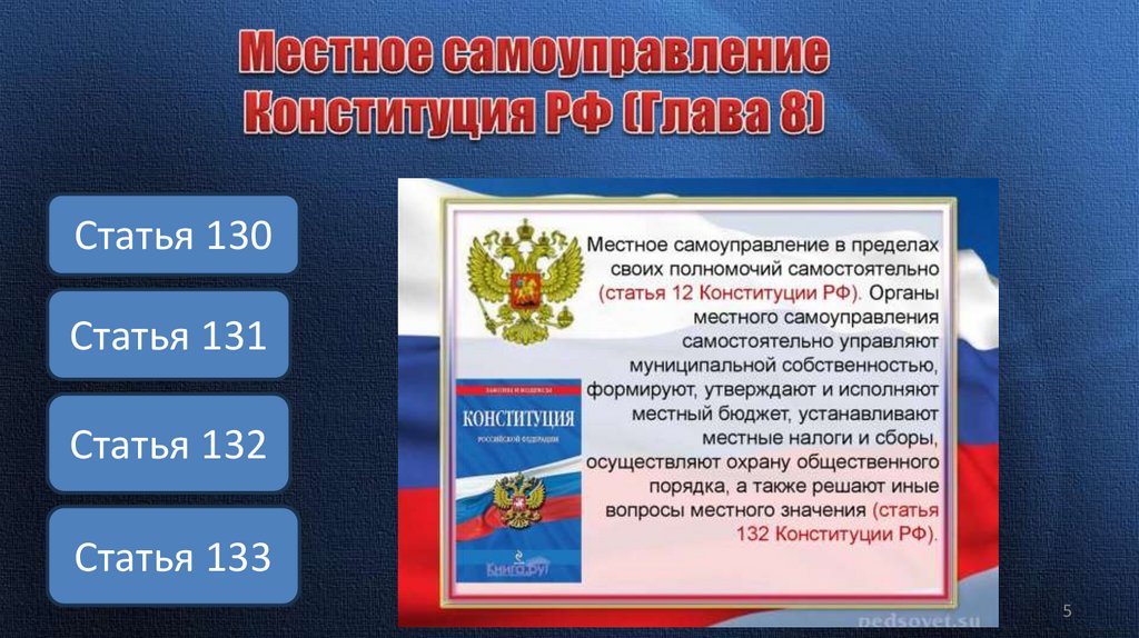 Местное самоуправление Конституция РФ (Глава 8)
