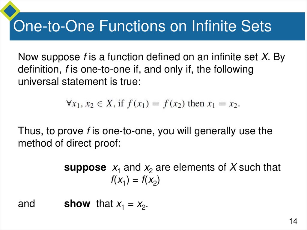 One-to-One Functions on Infinite Sets