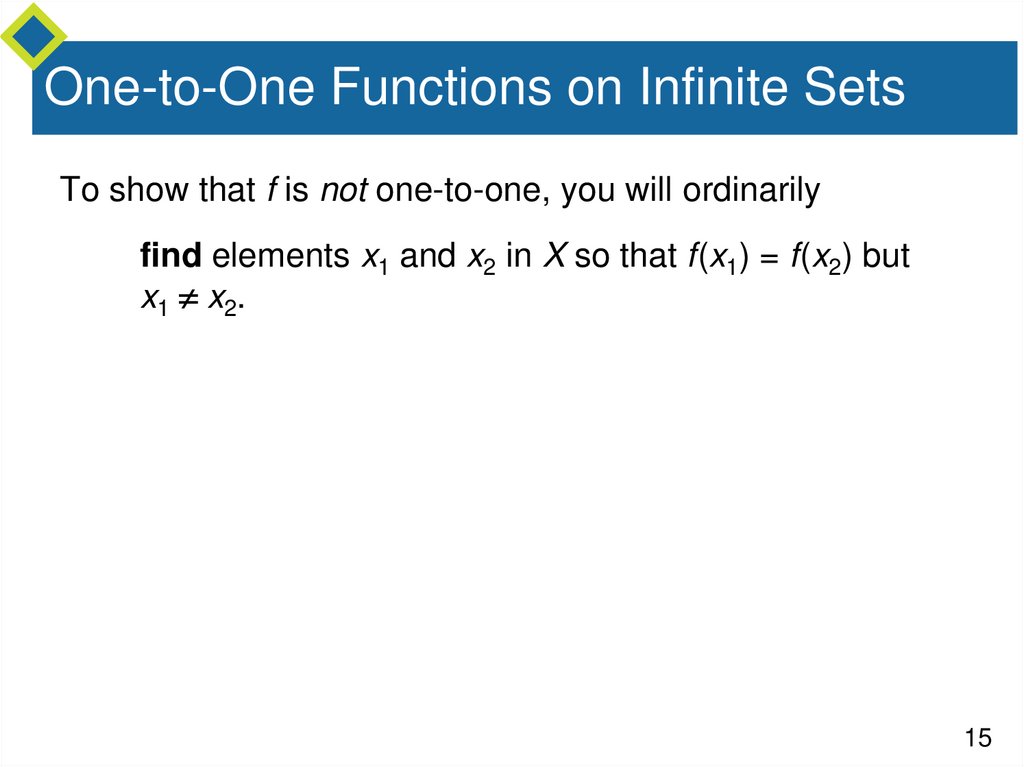 One-to-One Functions on Infinite Sets