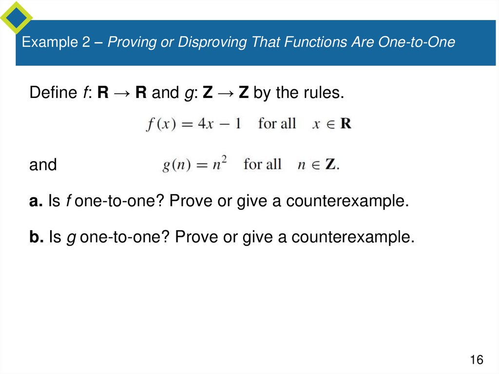 Example 2 – Proving or Disproving That Functions Are One-to-One