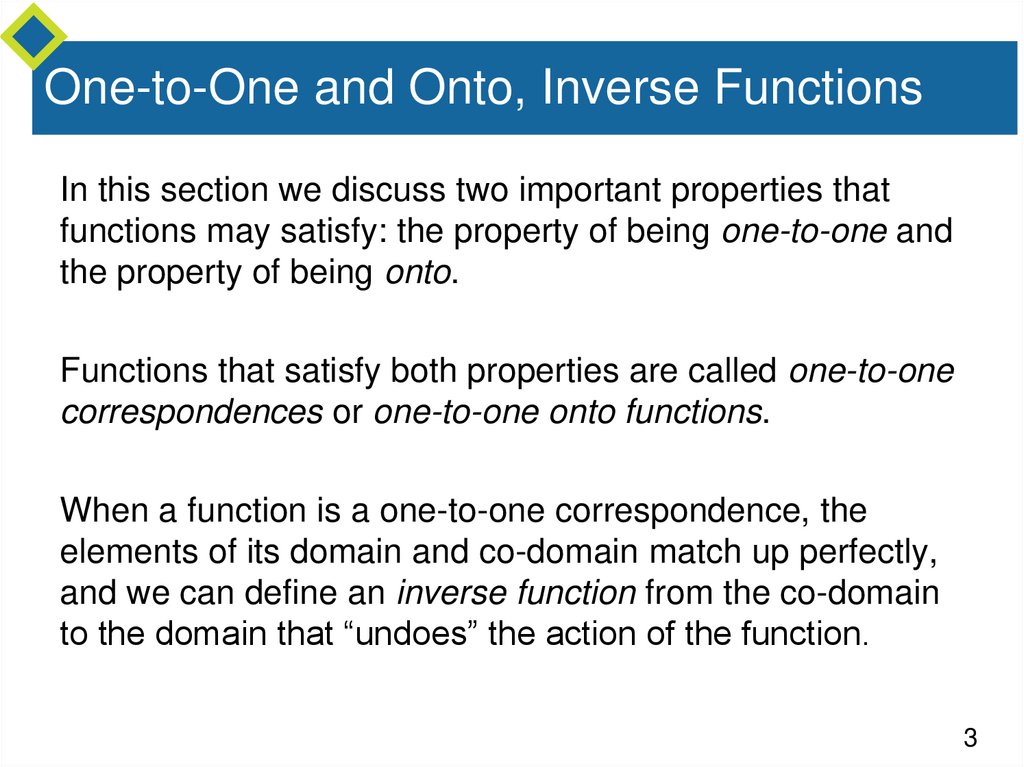 One-to-One and Onto, Inverse Functions