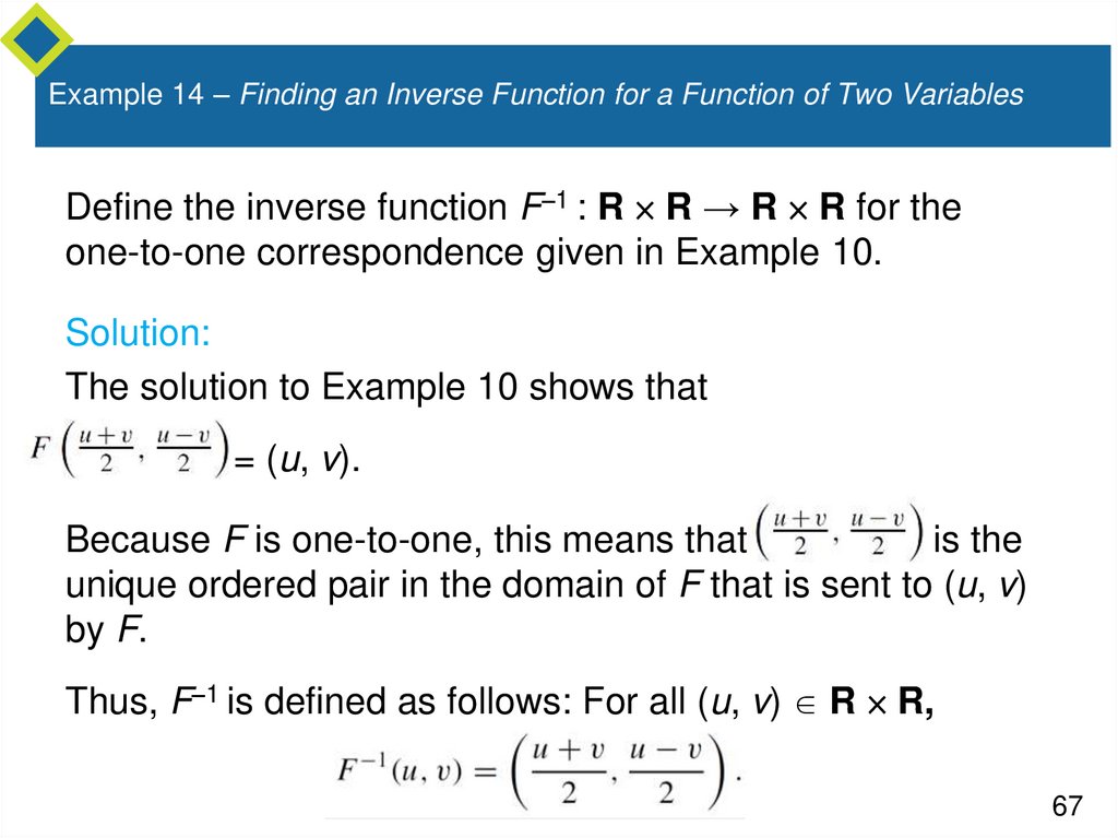 Example 14 – Finding an Inverse Function for a Function of Two Variables
