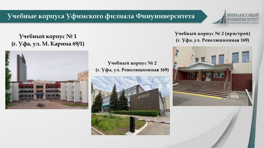 Учебные корпуса Уфимского филиала Финуниверситета