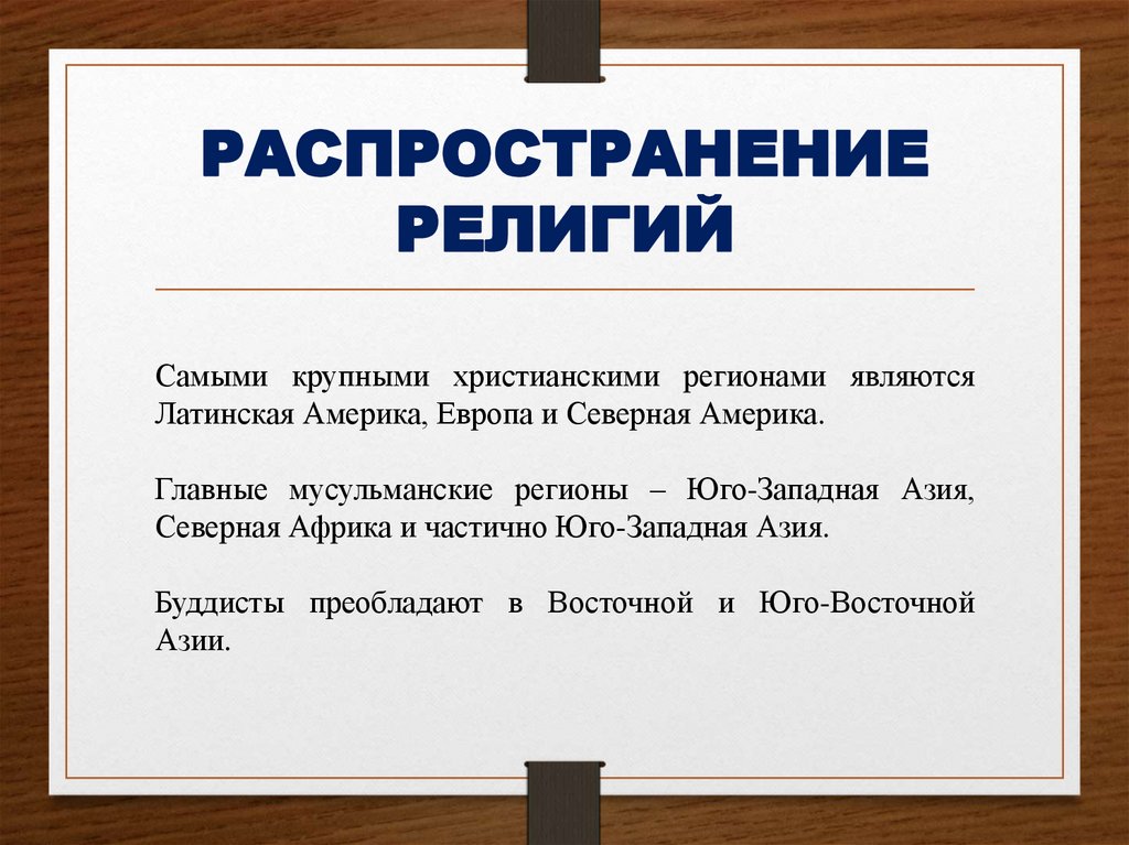 РАСПРОСТРАНЕНИЕ РЕЛИГИЙ