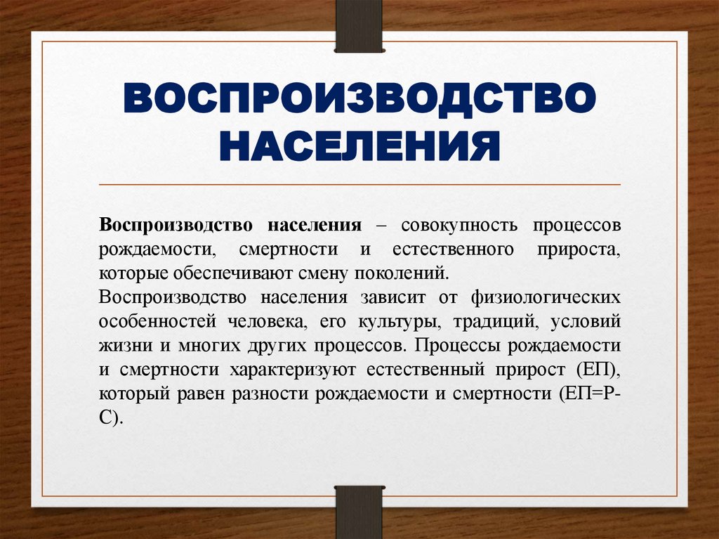 ВОСПРОИЗВОДСТВО НАСЕЛЕНИЯ