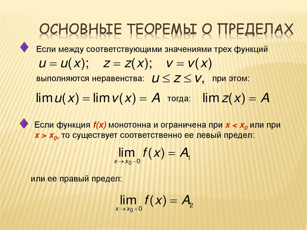 Основные теоремы о пределах