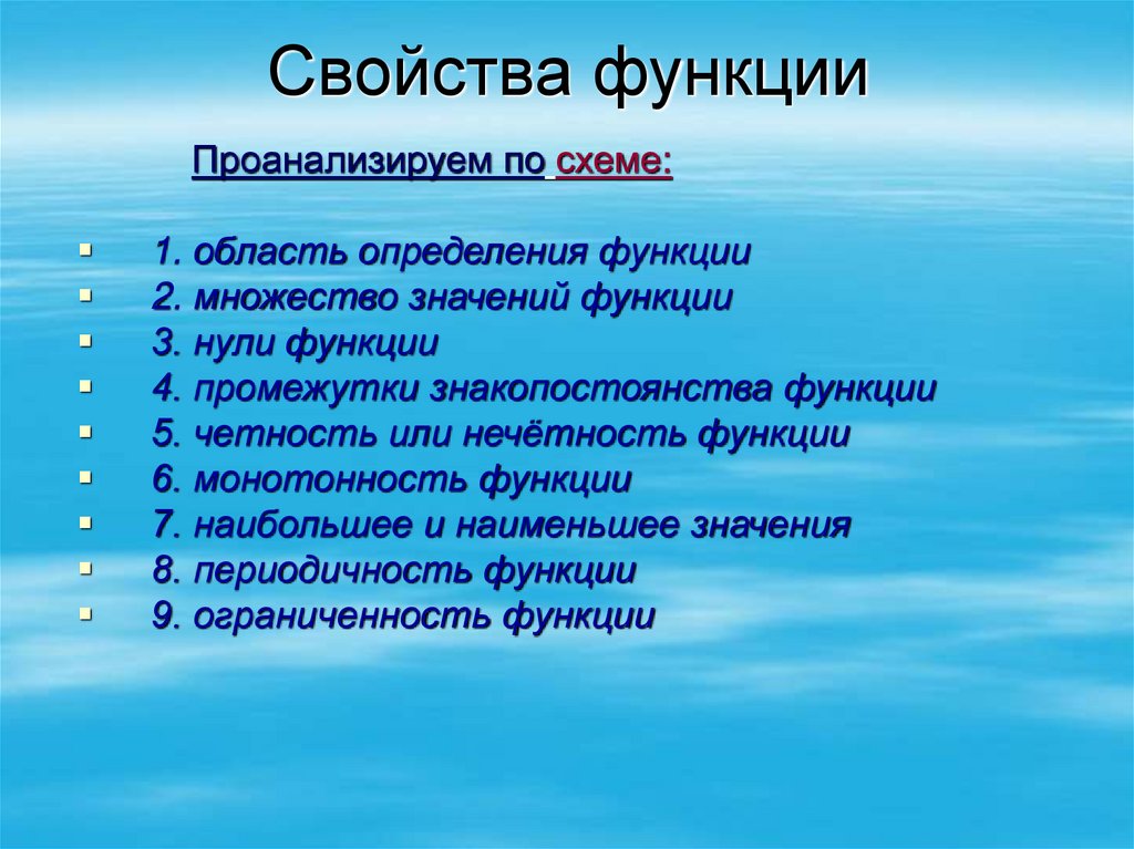 Свойства функции