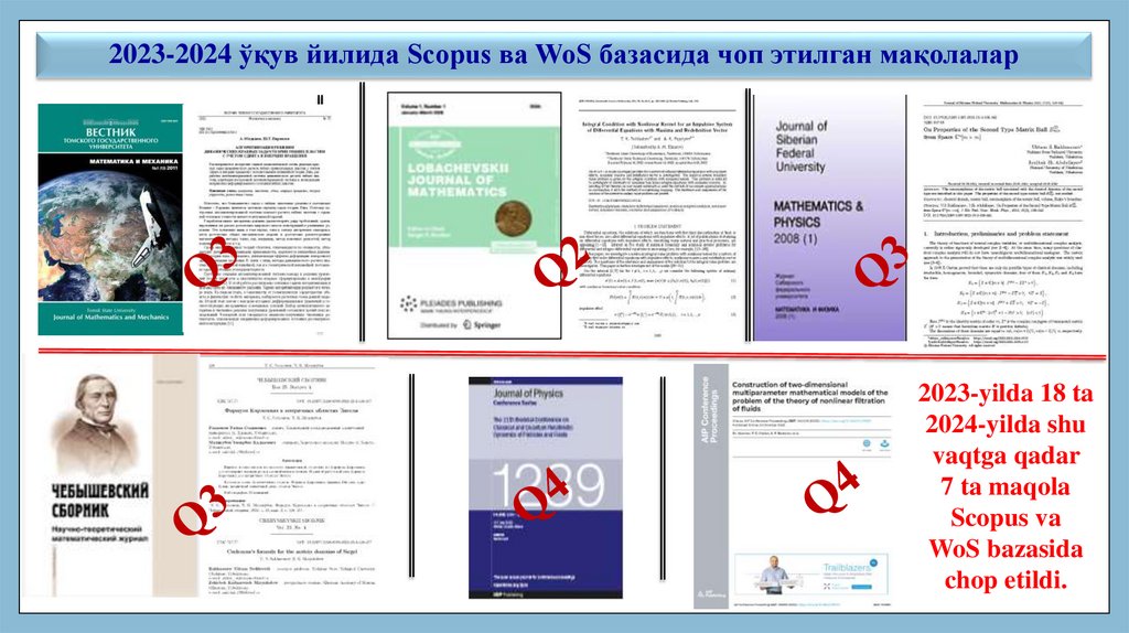 2023-2024 ўқув йилида Scopus ва WoS базасида чоп этилган мақолалар