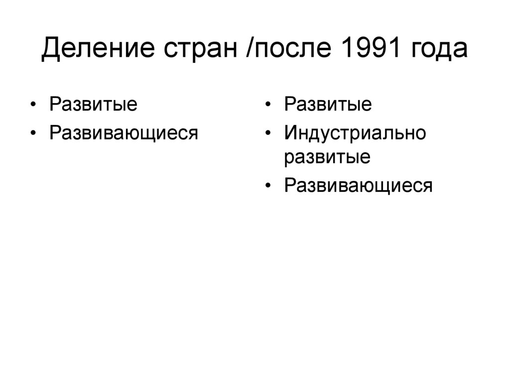 Деление стран /после 1991 года