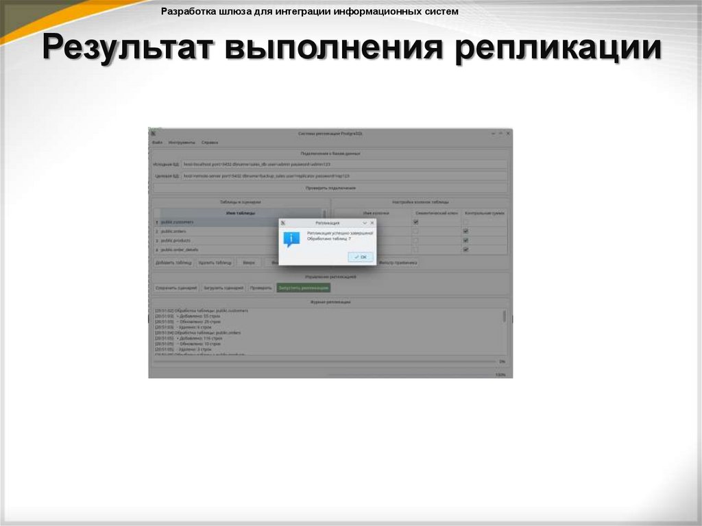 Результат выполнения репликации