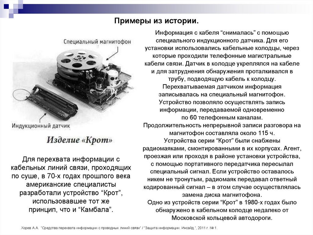 Примеры из истории.