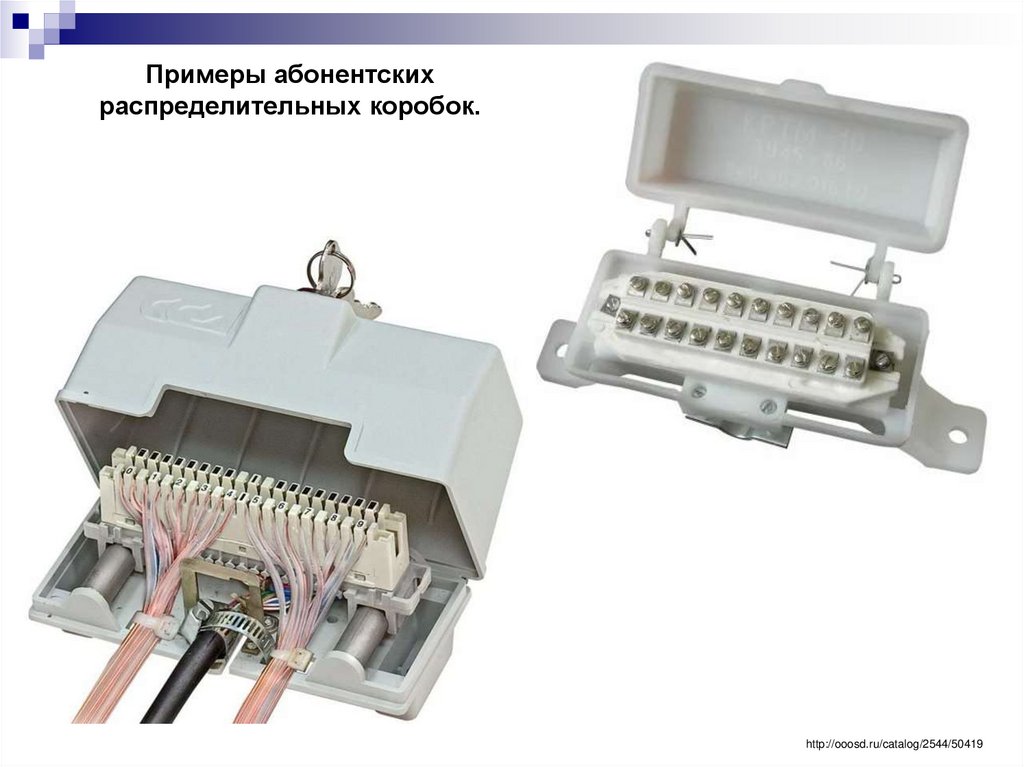 Примеры абонентских распределительных коробок.