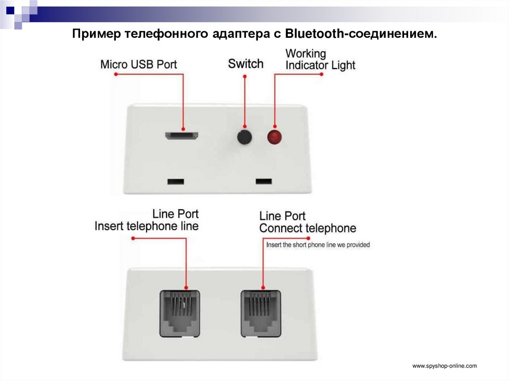 Пример телефонного адаптера с Bluetooth-соединением.
