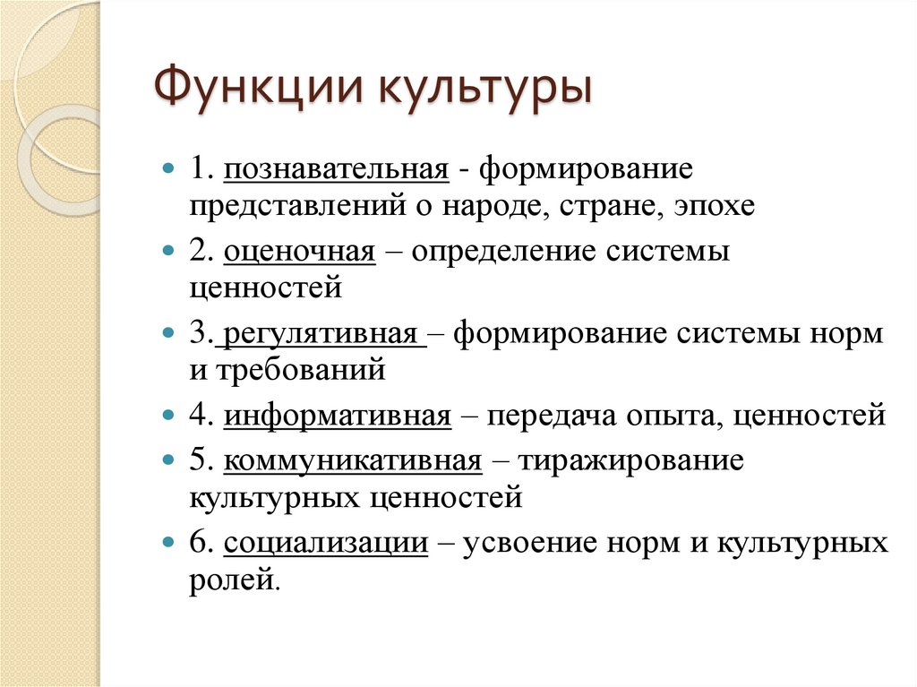 Функции культуры