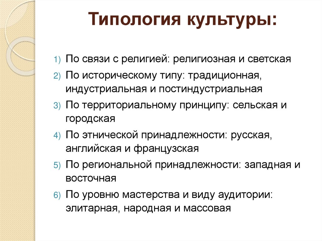 Типология культуры: