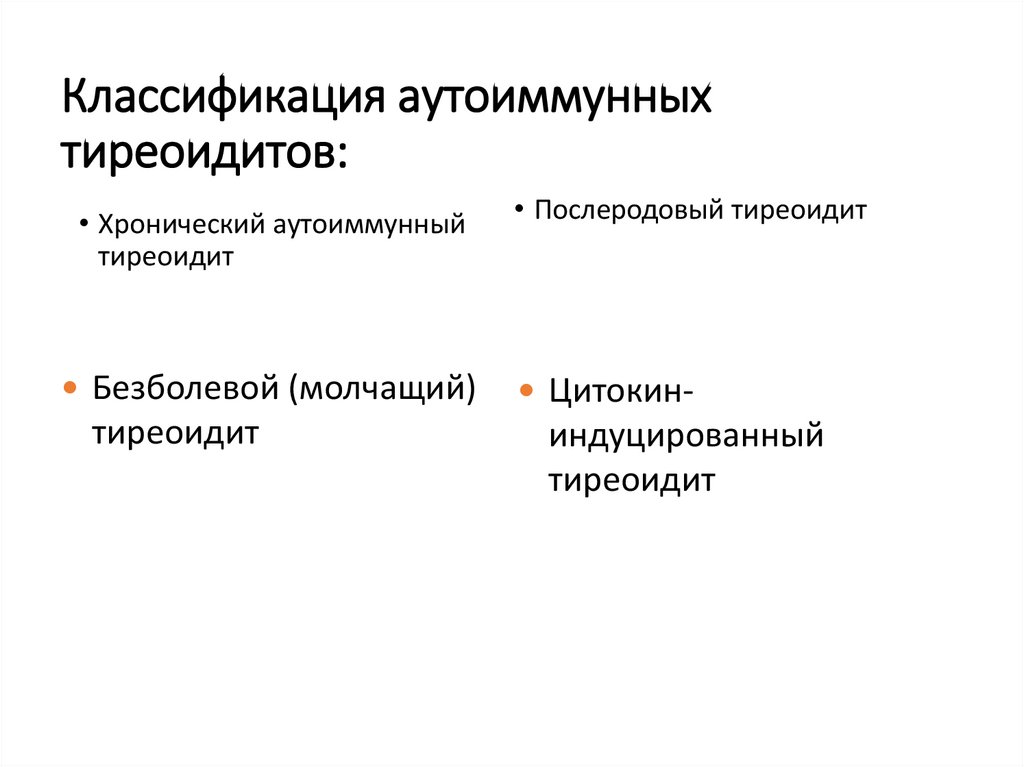 Классификация аутоиммунных тиреоидитов: