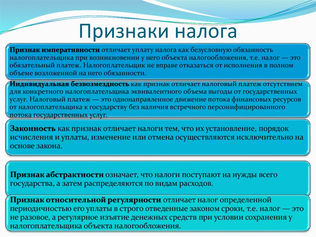 Признаки налога