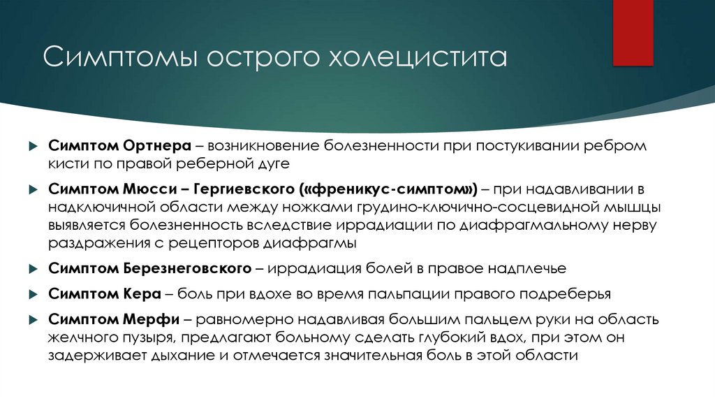 Симптомы острого холецистита