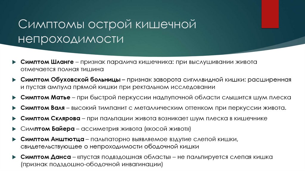 Симптомы острой кишечной непроходимости